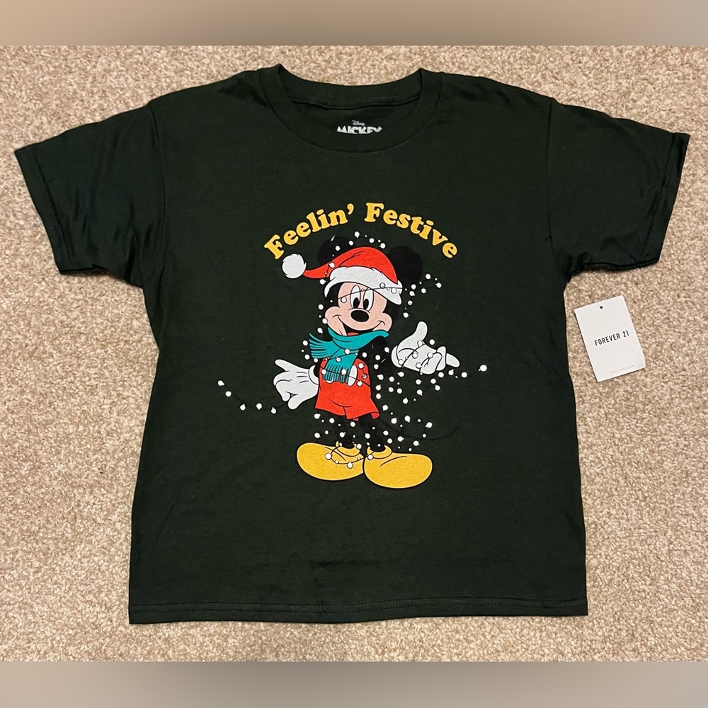 Disney Mickey Mouse Christmas Kids Tee, Sizes  7/8 & 13/14 NWT